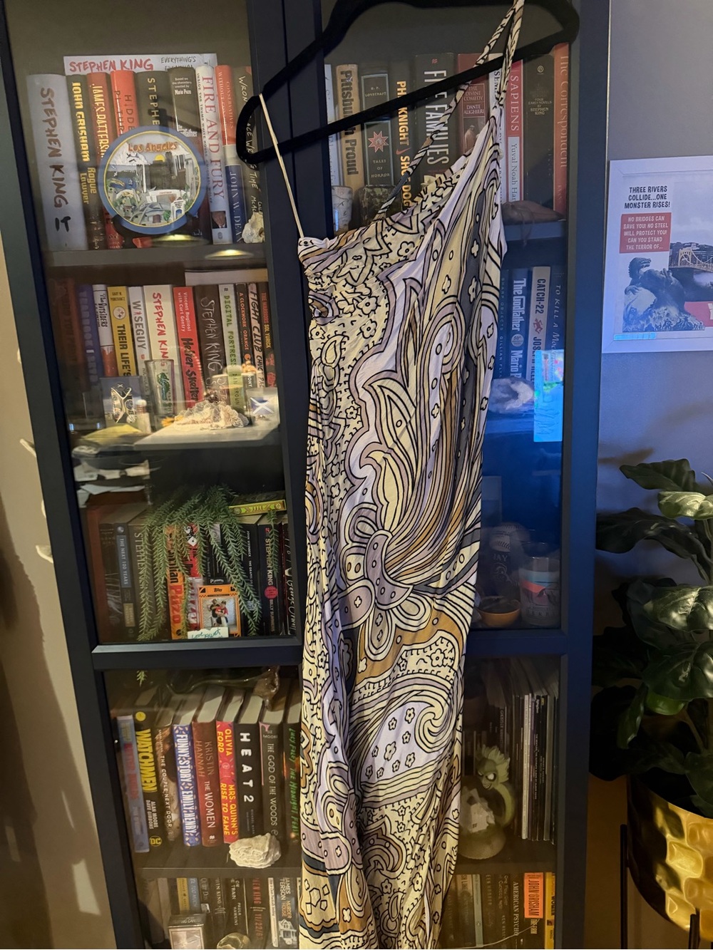 Anthropologie One-Shoulder Paisley Maxi Dress in Cream, Multicolor